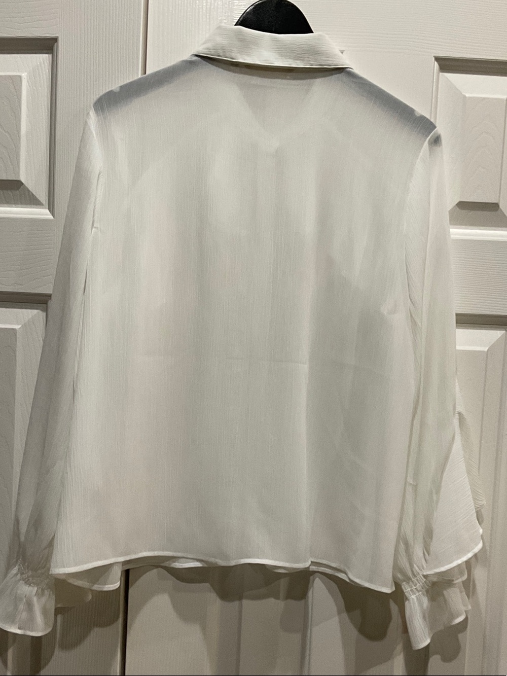 Soft Surroundings Ivory Ruffle Button-Front Blouse - Picture 3 of 5